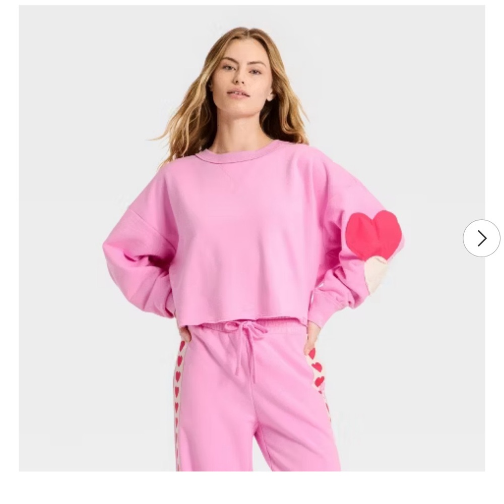 JoyLab Limited Edition Hearts Patchwork Crewneck … - image 1